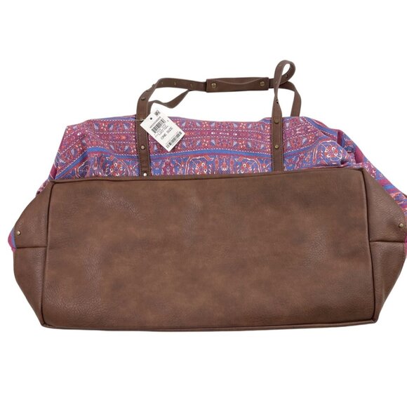 Style & Co Bohemian Vintage-Style Weekend Travel Bag With Colorful Pattern & Lea - Picture 8 of 16